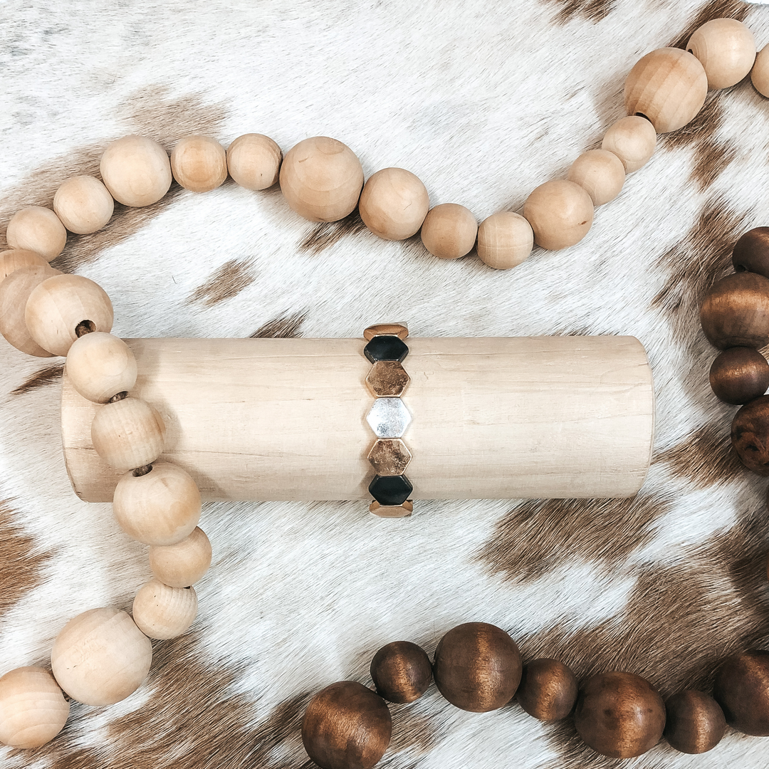 All About Shine Hexagon Bracelet in Neutrals - Giddy Up Glamour Boutique