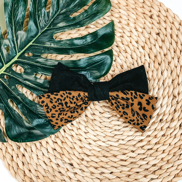 Rule the Day Bow in Black/Leopard Print - Giddy Up Glamour Boutique