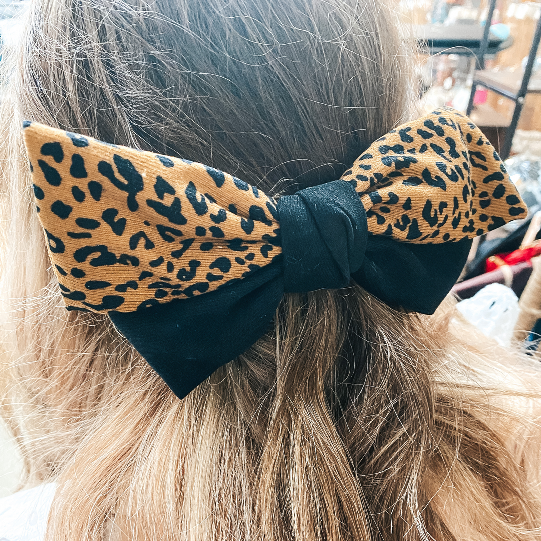 Rule the Day Bow in Black/Leopard Print - Giddy Up Glamour Boutique