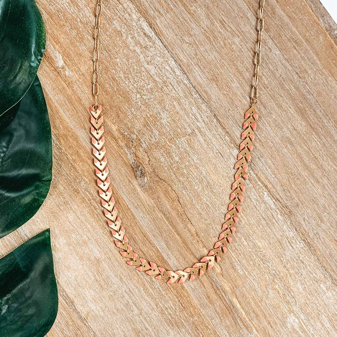 Spiked Necklace in Gold/Light Pink - Giddy Up Glamour Boutique