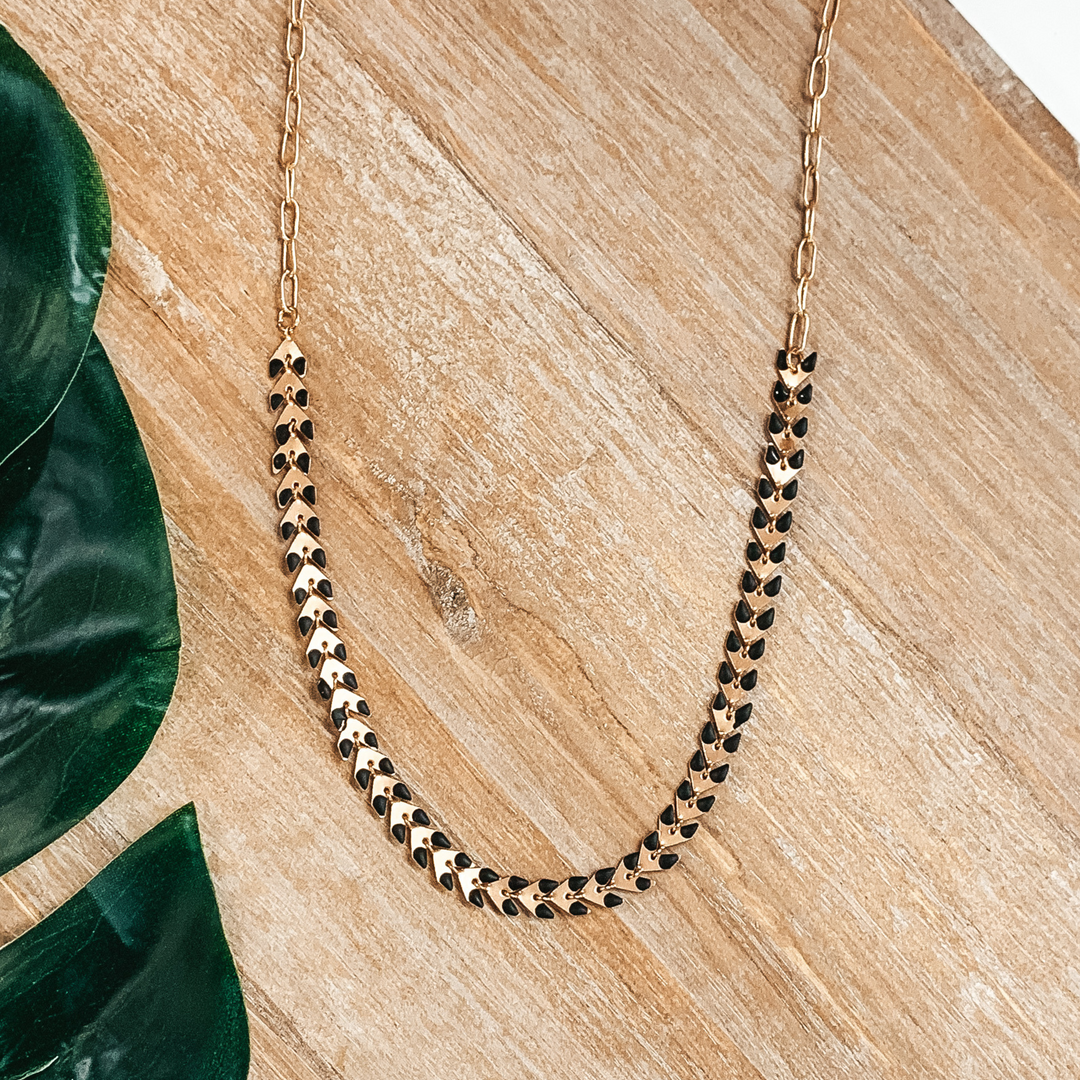 Spiked Necklace in Gold/Black - Giddy Up Glamour Boutique