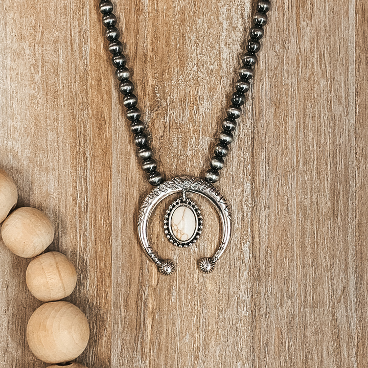 Squash Blossom with Ivory Oval Pendant and Navajo Inspired Pearl Necklace - Giddy Up Glamour Boutique