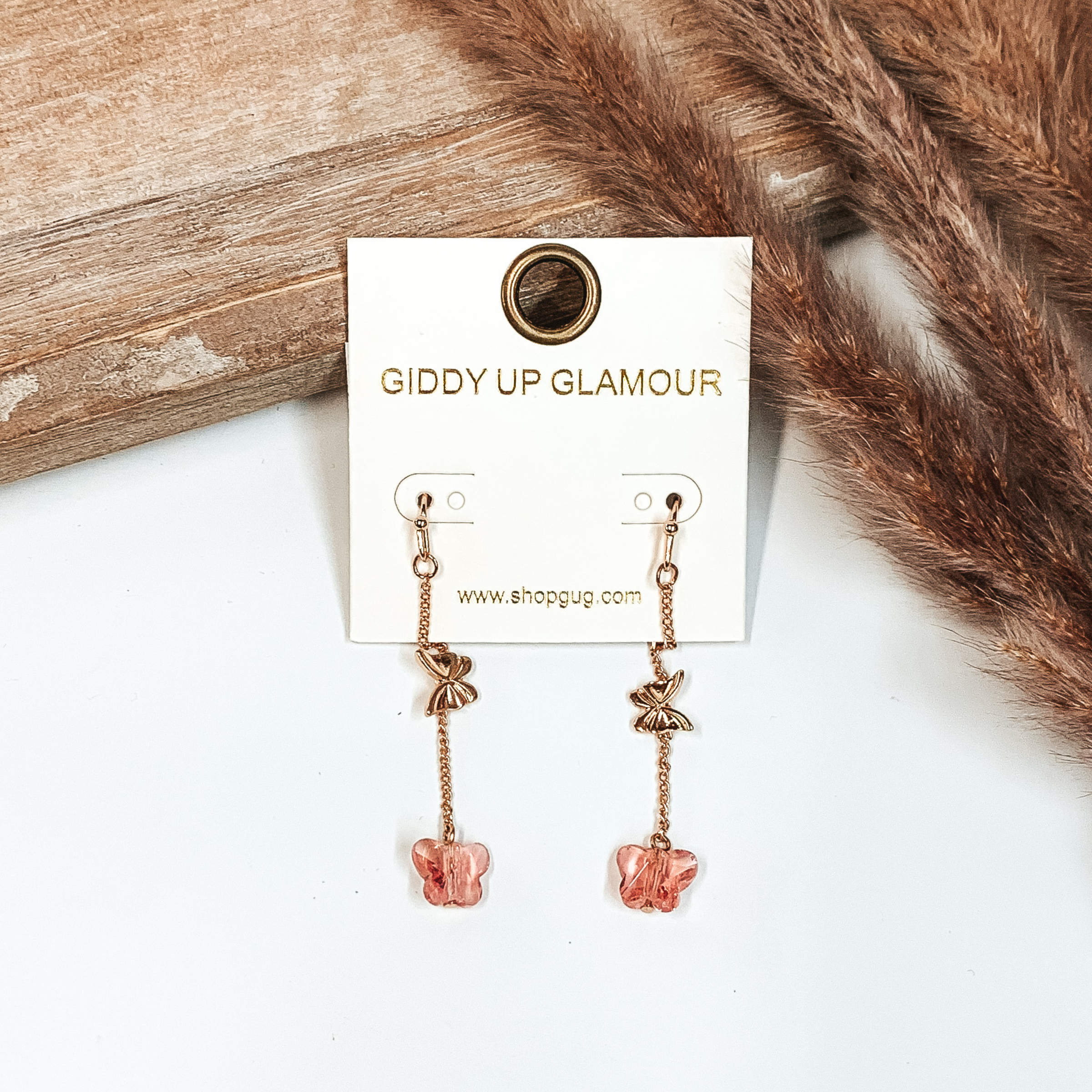 Butterfly Fly Away Earrings in Pink - Giddy Up Glamour Boutique