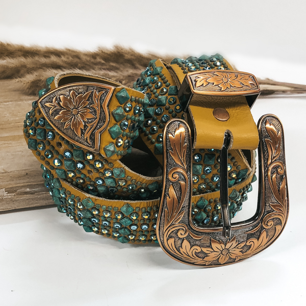 Kippys | Tan Leather Belt with Bronze Buckle and Patina  display picture 1
