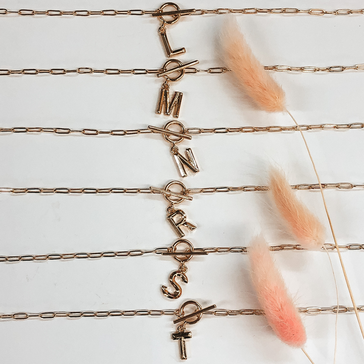 Simple Gold Initial Necklace - Giddy Up Glamour Boutique