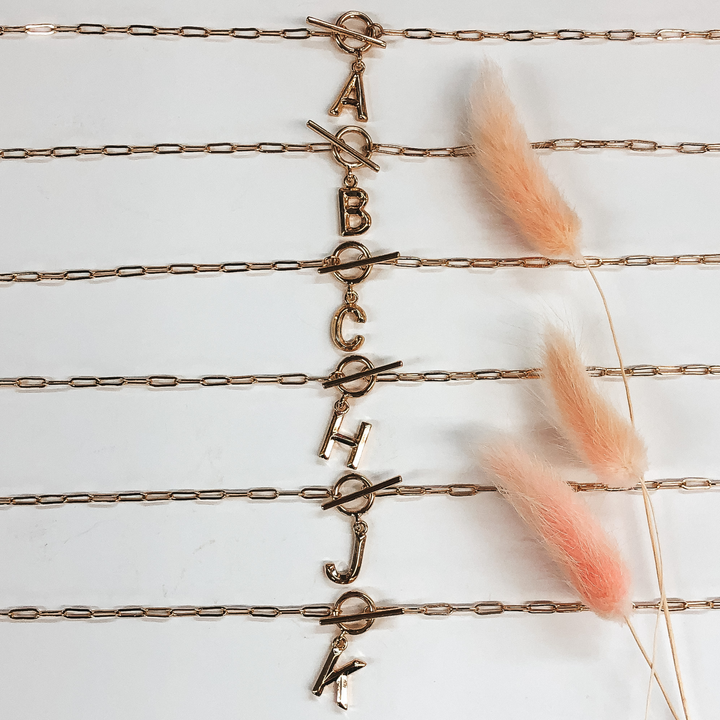Simple Gold Initial Necklace - Giddy Up Glamour Boutique
