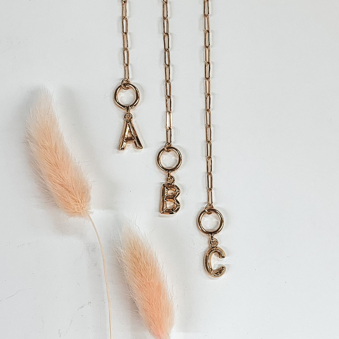 Simple Gold Initial Necklace - Giddy Up Glamour Boutique