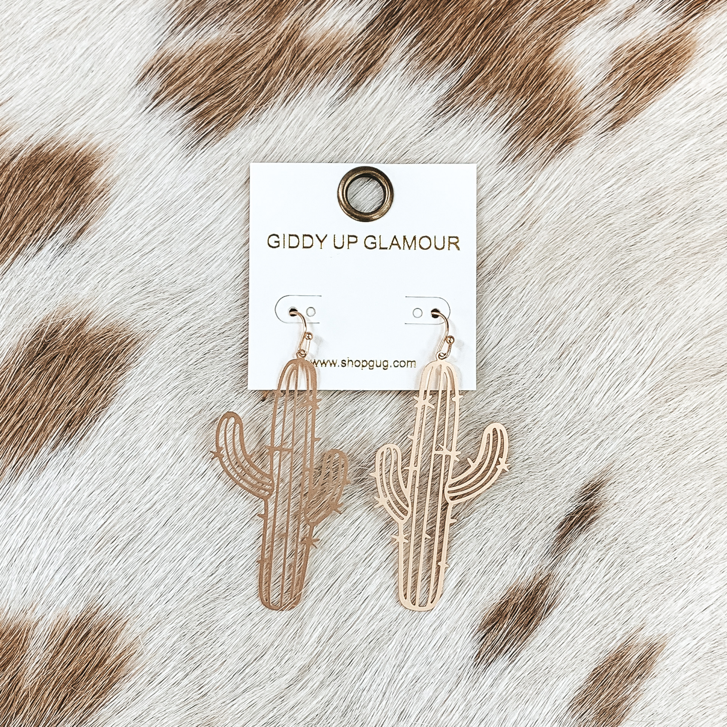 Desert Views Metal Cutout Earrings in Matte Gold Tone - Giddy Up Glamour Boutique