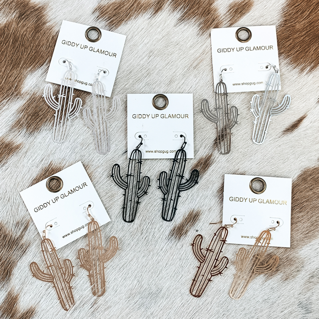 Desert Views Metal Cutout Earrings in Matte Silver - Giddy Up Glamour Boutique