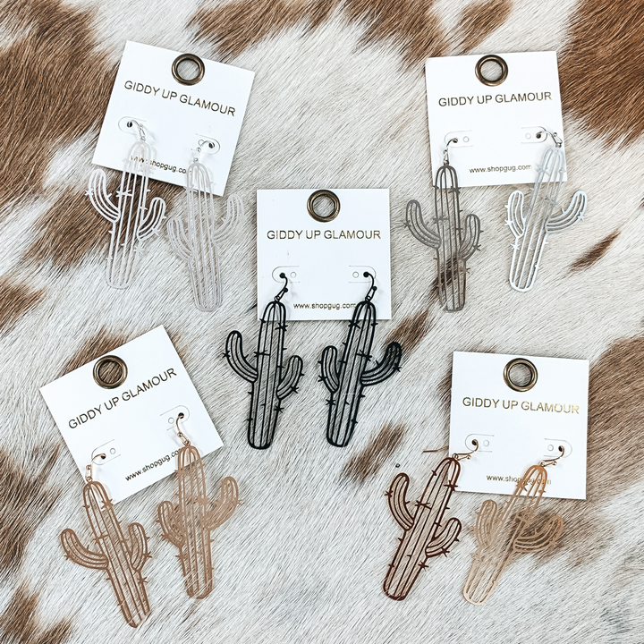 Desert Views Metal Cutout Earrings in Matte Silver - Giddy Up Glamour Boutique