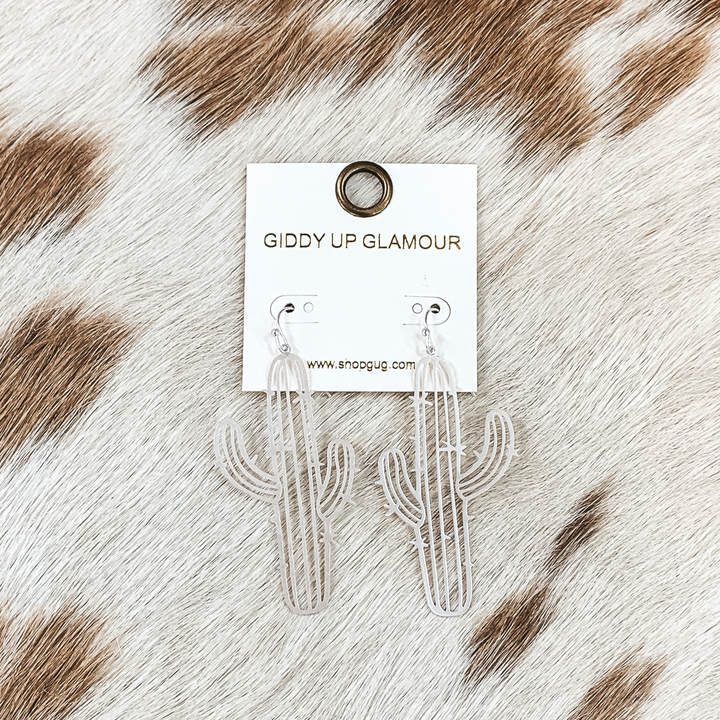 Desert Views Metal Cutout Earrings in Matte Silver - Giddy Up Glamour Boutique