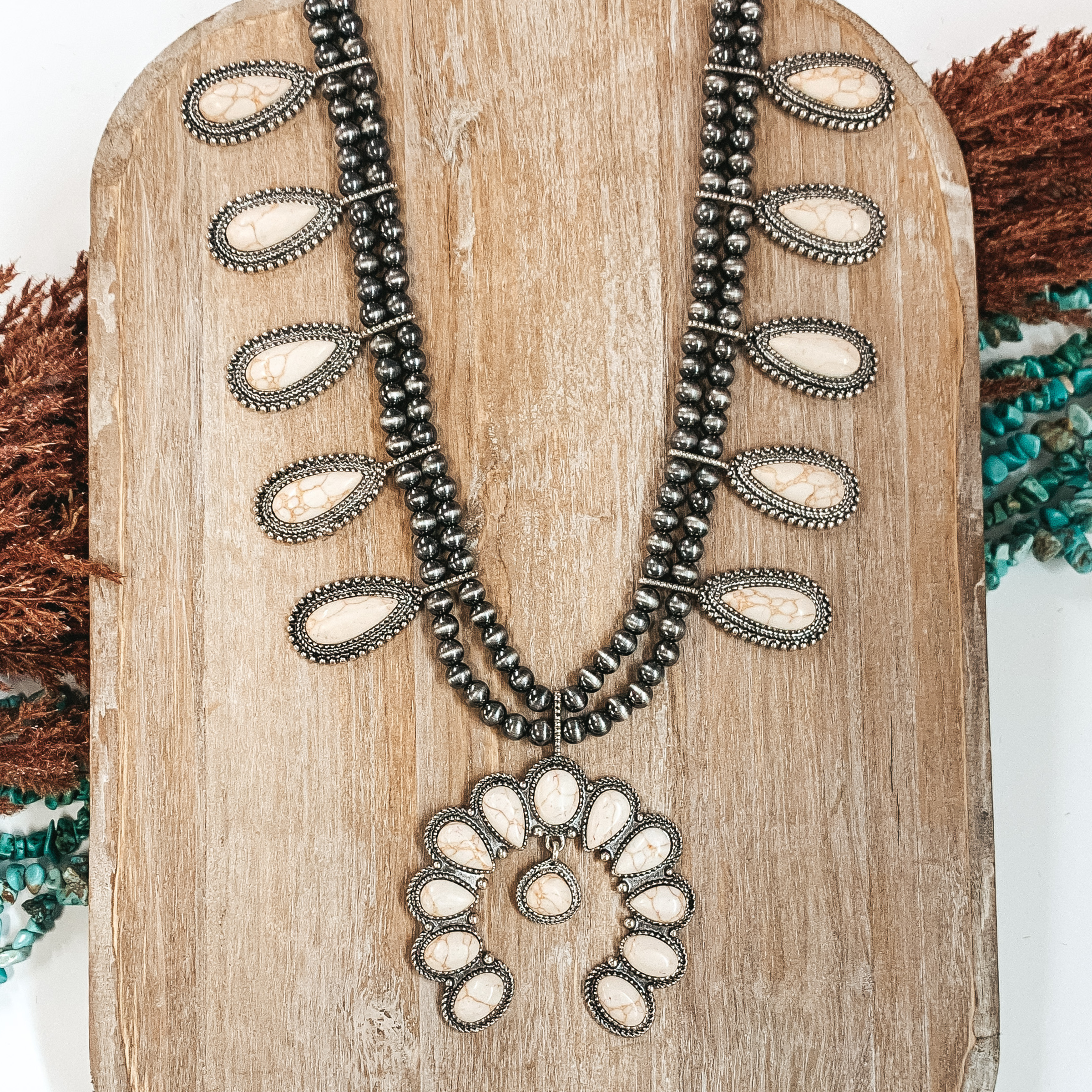 She's Gone Country Necklace in Ivory - Giddy Up Glamour Boutique