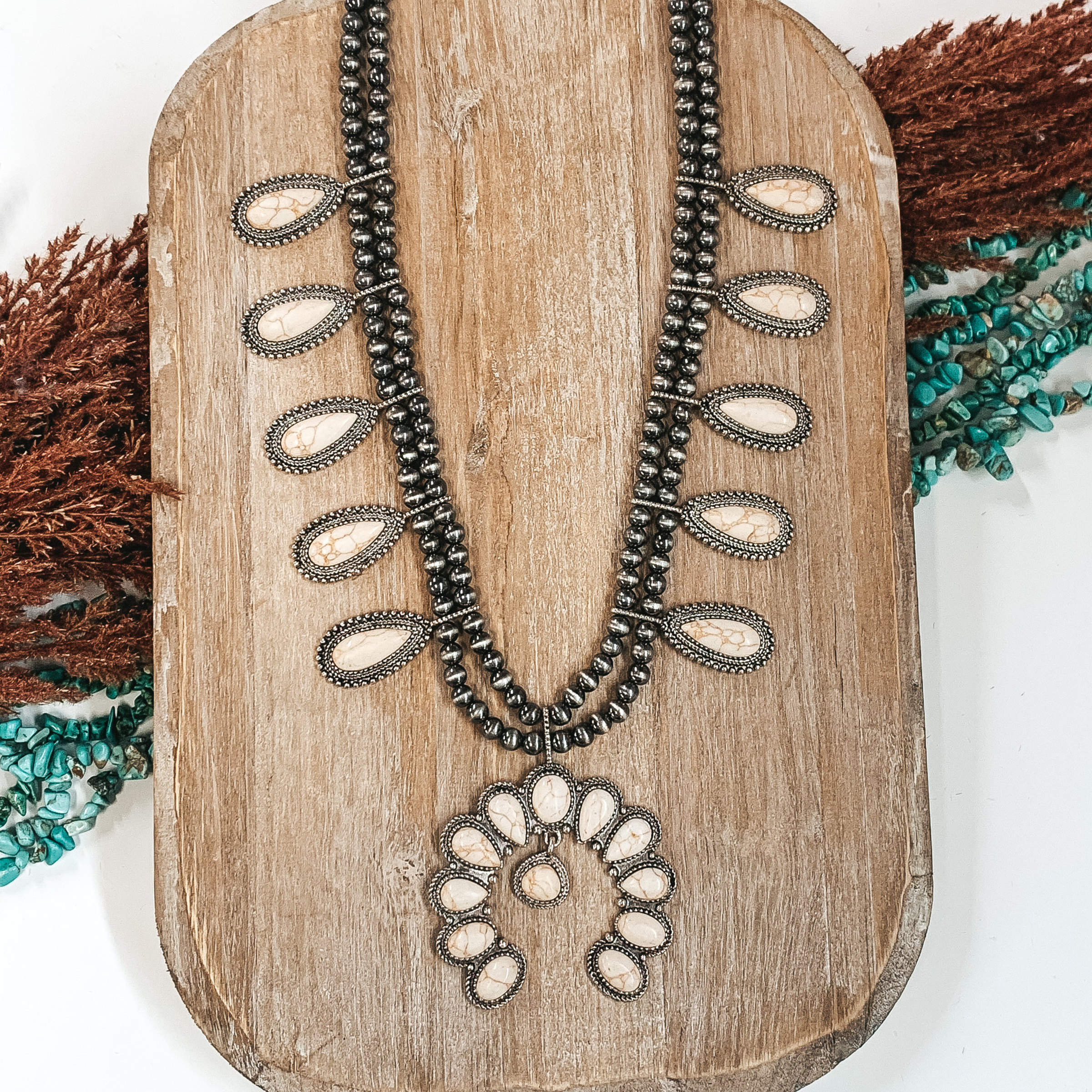 She's Gone Country Necklace in Ivory - Giddy Up Glamour Boutique
