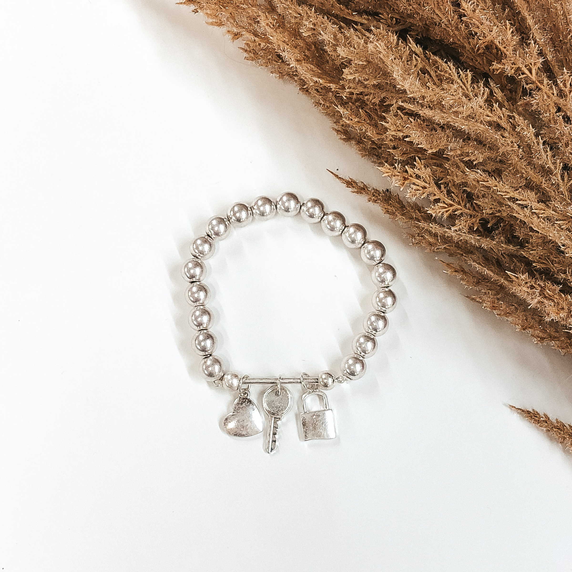 Lock Up Your Heart Bracelet in Silver - Giddy Up Glamour Boutique