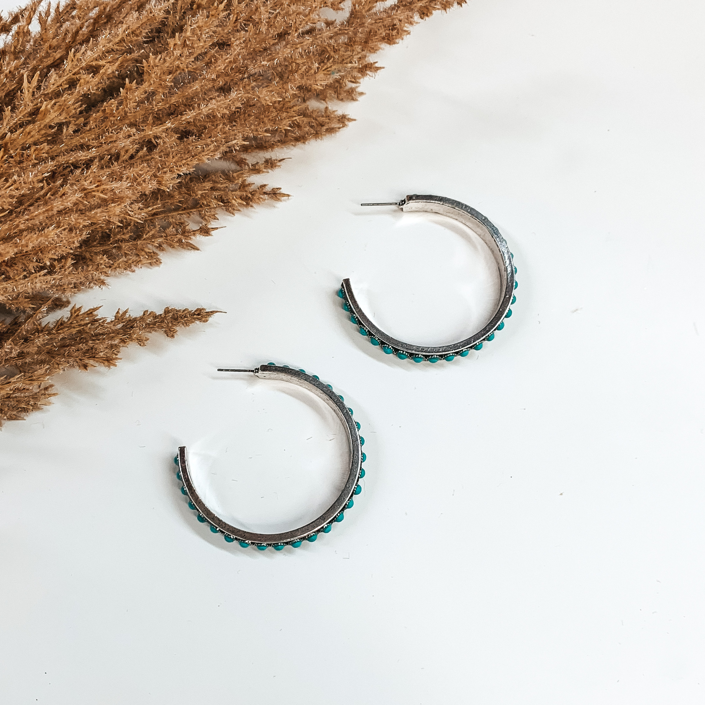 Gypsy Soul Hoops with Turquoise Stones - Giddy Up Glamour Boutique