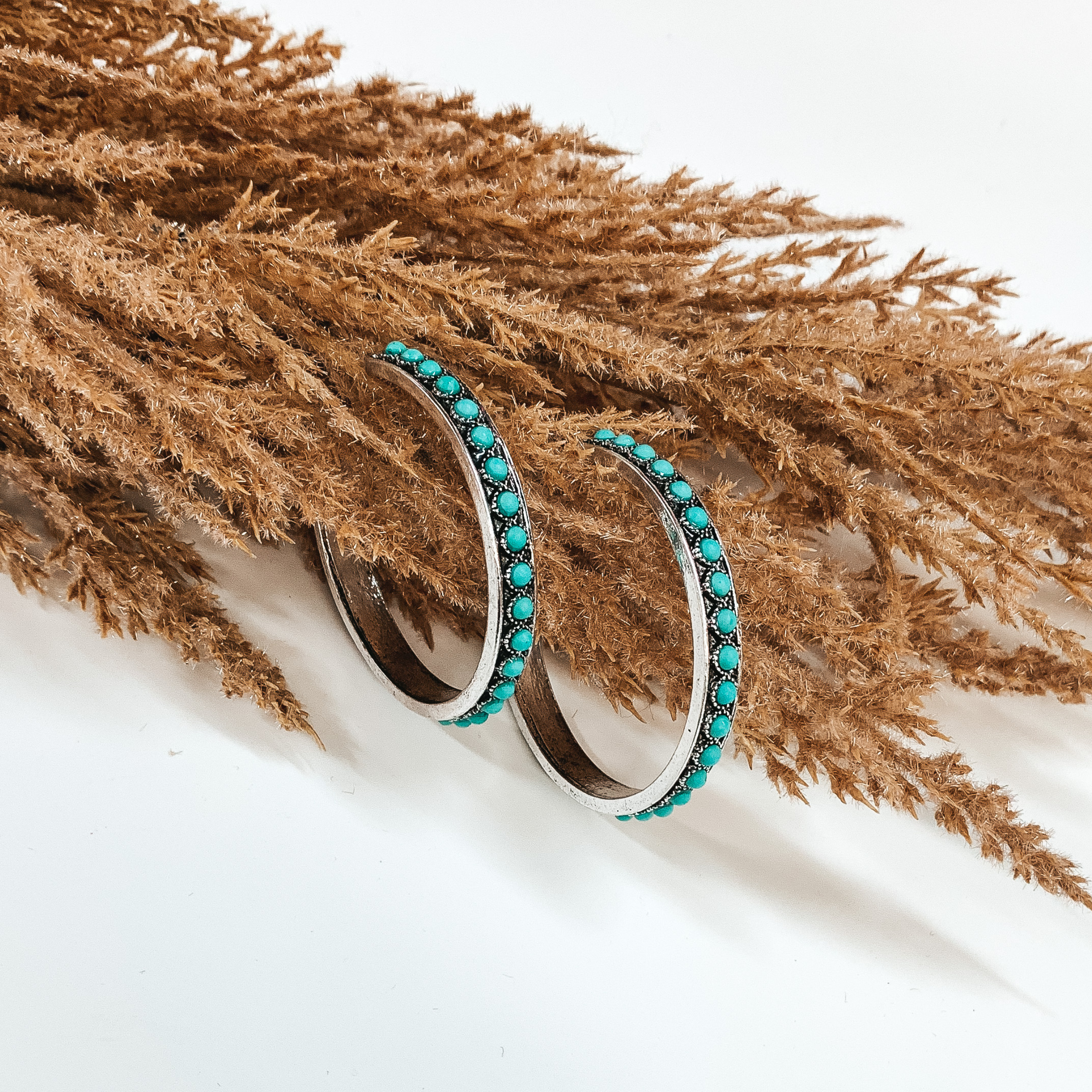 Gypsy Soul Hoops with Turquoise Stones