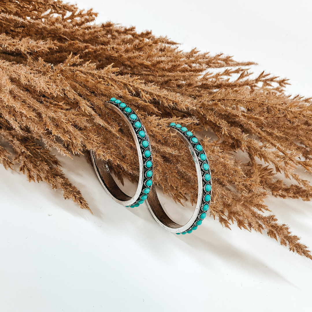 Gypsy Soul Hoops with Turquoise Stones - Giddy Up Glamour Boutique