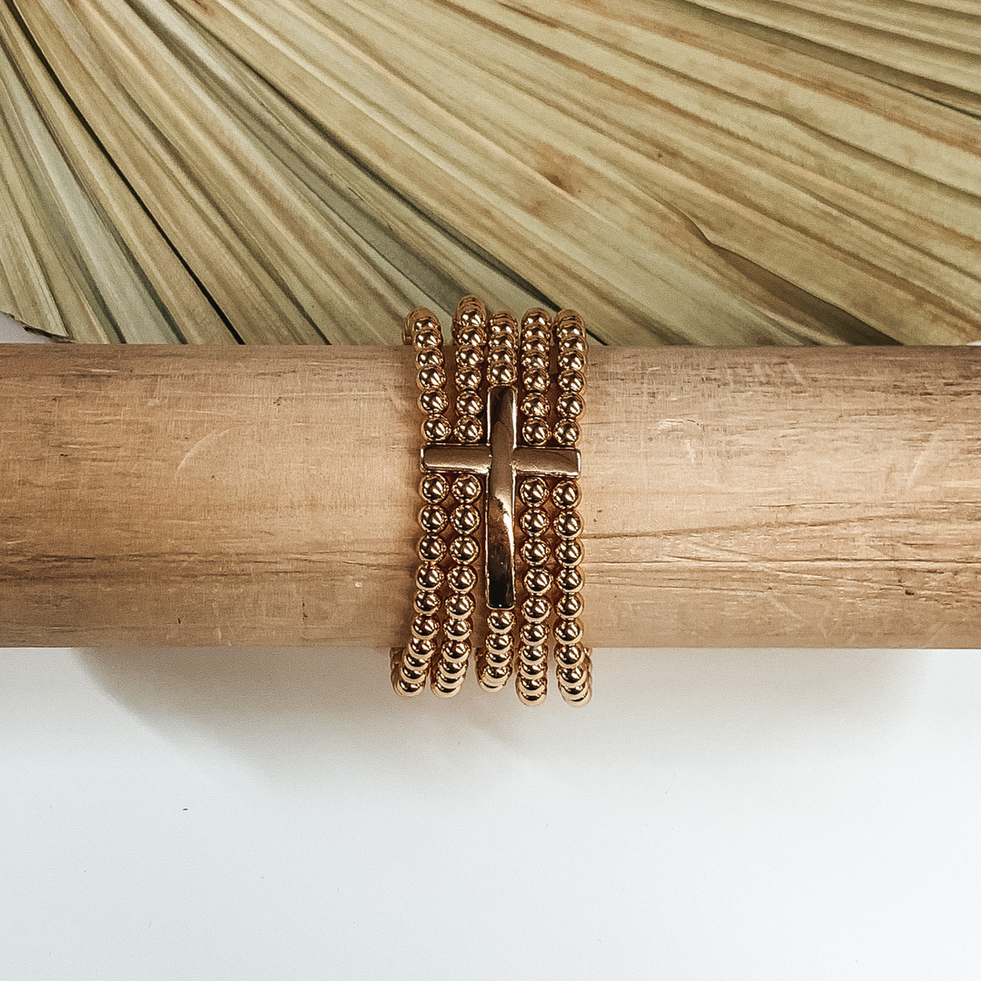 Extra Hopeful Beaded Bracelet in Gold - Giddy Up Glamour Boutique