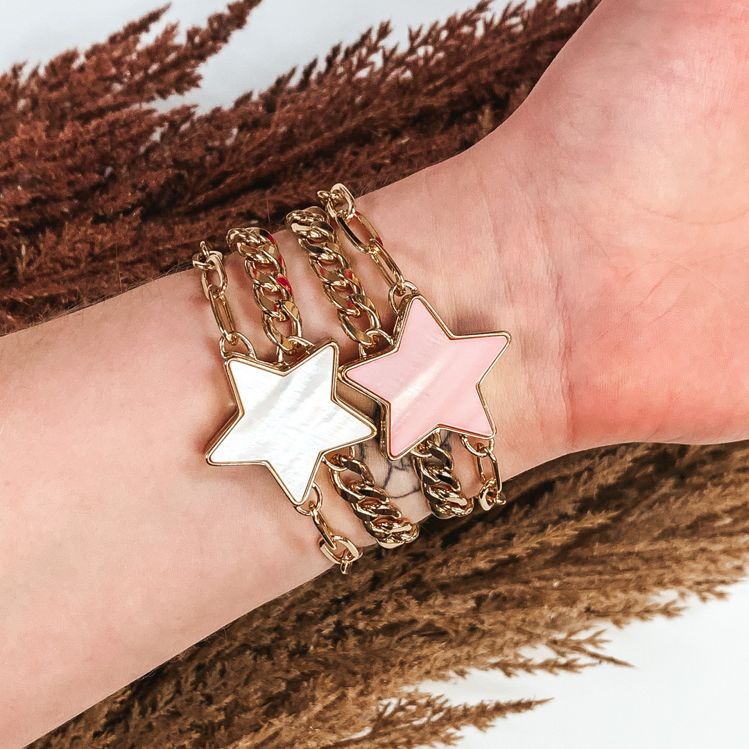 Sparks Flying Gold Bracelet in Ivory - Giddy Up Glamour Boutique