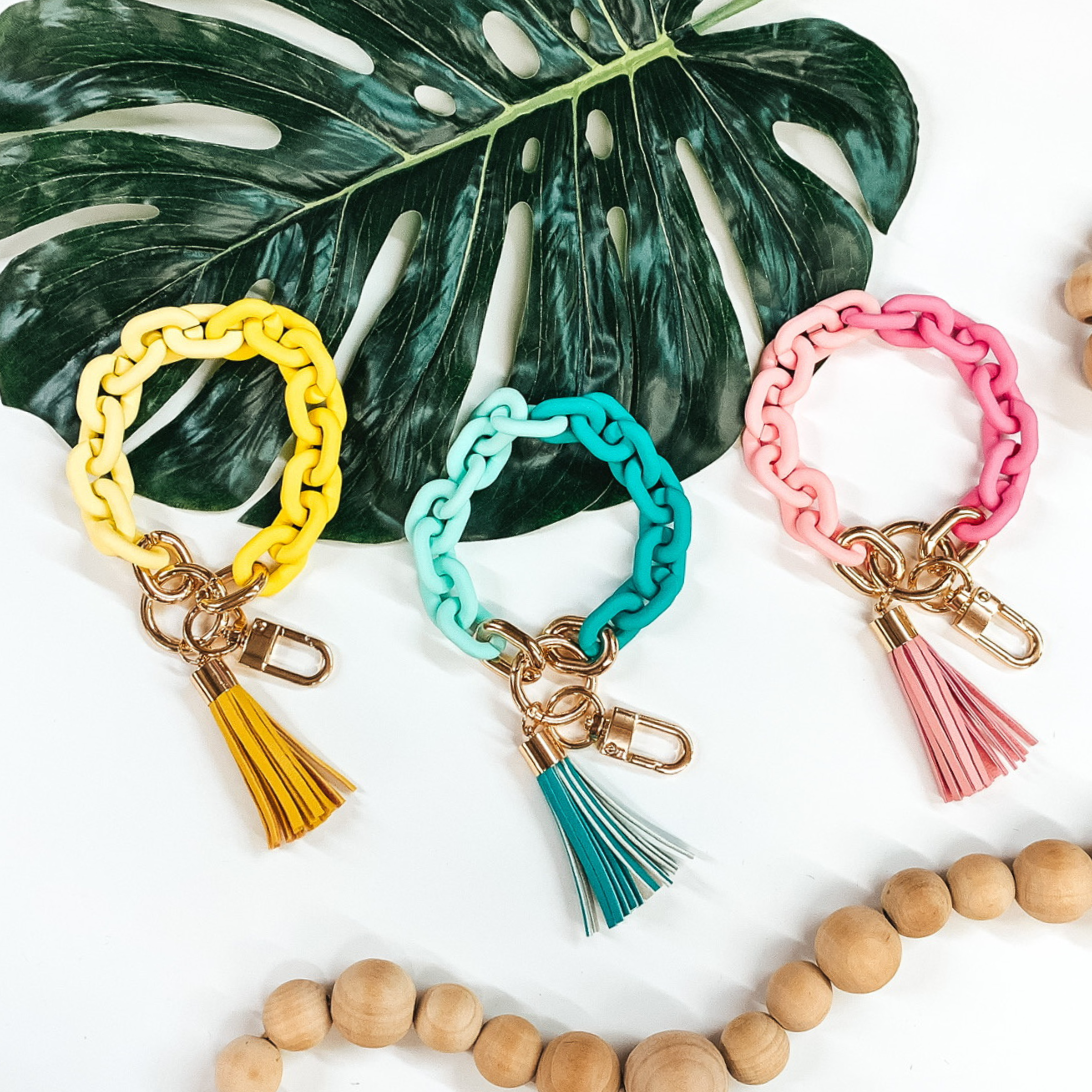 Catching Rays Chain Bracelet Key Ring in Yellow - Giddy Up Glamour Boutique