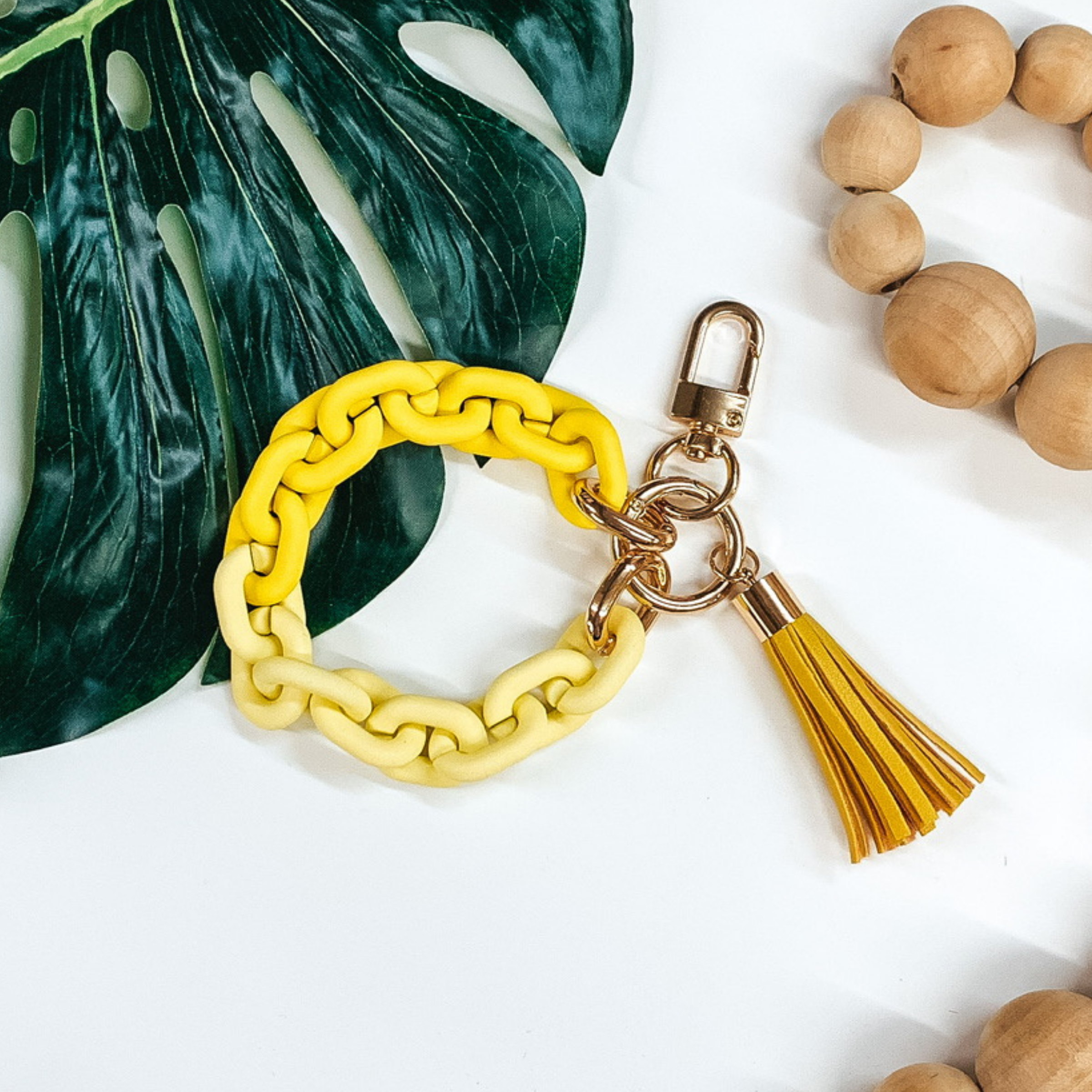 Catching Rays Chain Bracelet Key Ring in Yellow - Giddy Up Glamour Boutique