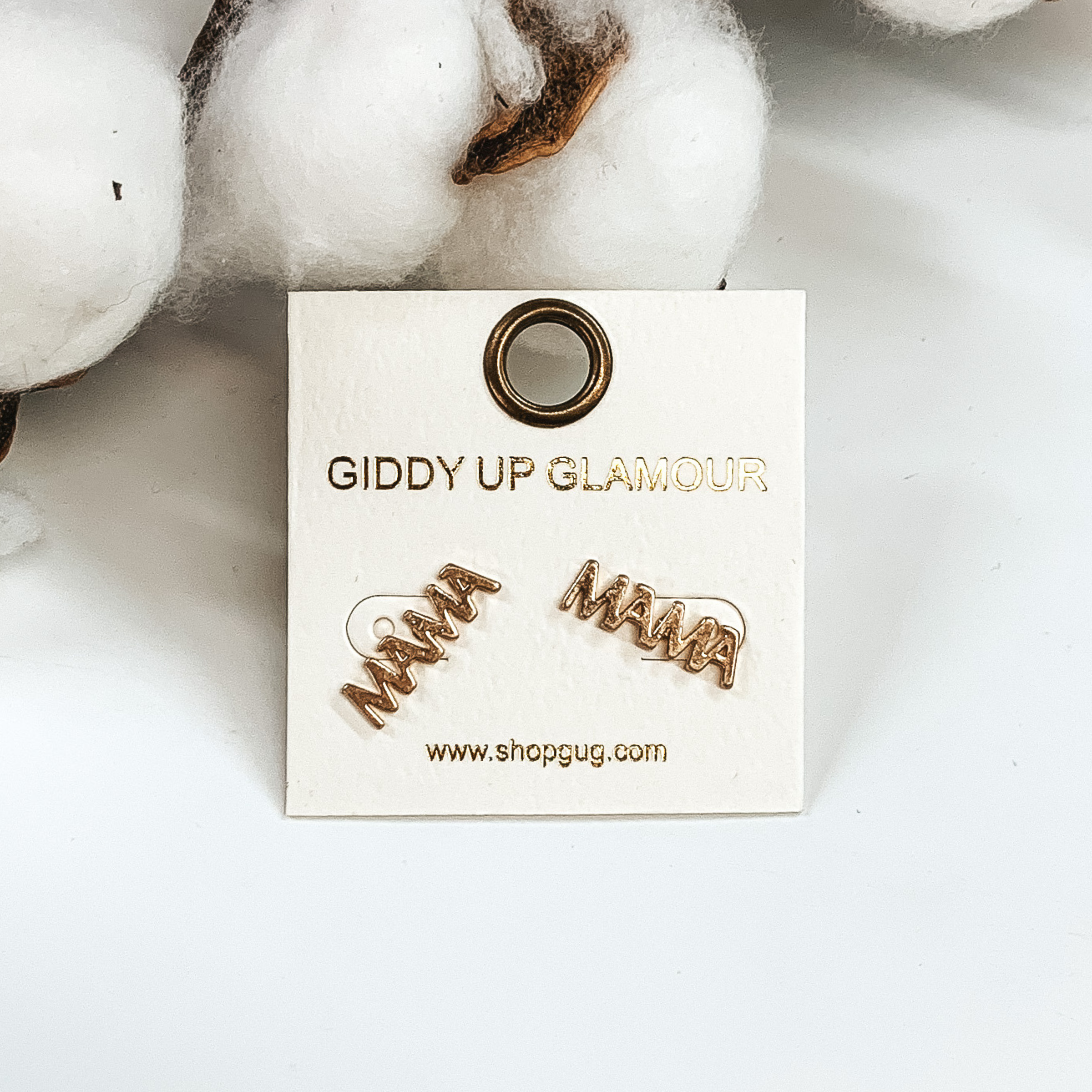 Mama Stud Earrings in Gold - Giddy Up Glamour Boutique