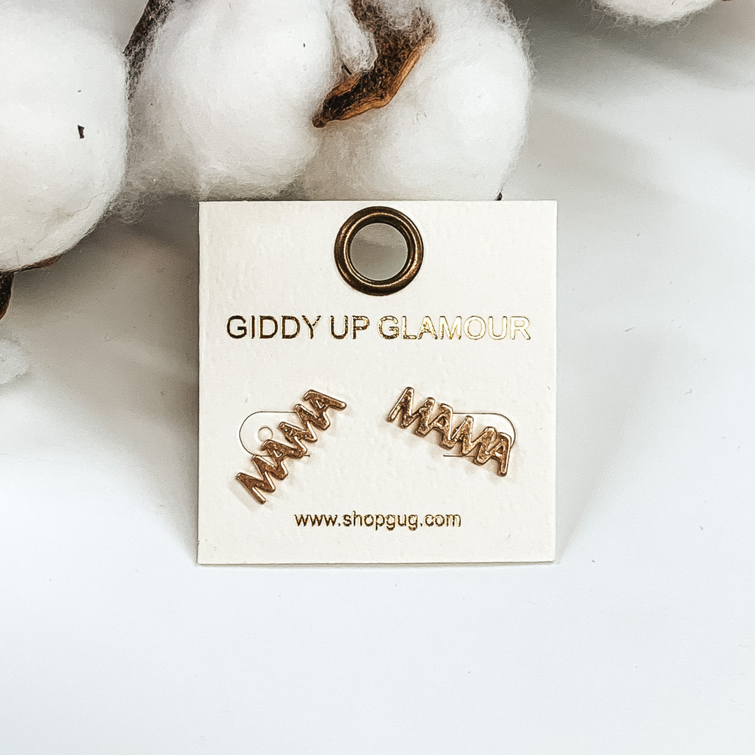 Mama Stud Earrings in Gold - Giddy Up Glamour Boutique