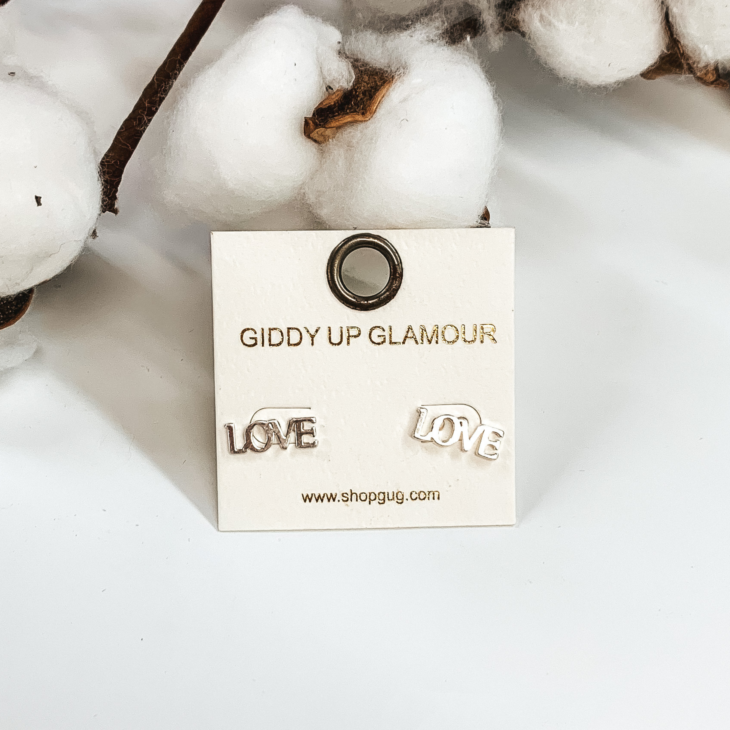 Love Stud Earrings in Silver - Giddy Up Glamour Boutique