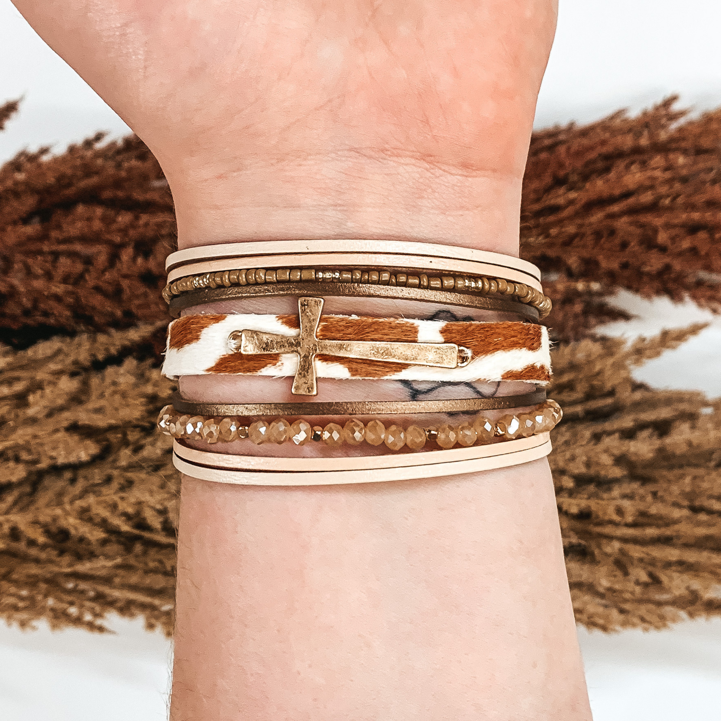 Praying the Cows Come Home Bracelet in Browns - Giddy Up Glamour Boutique