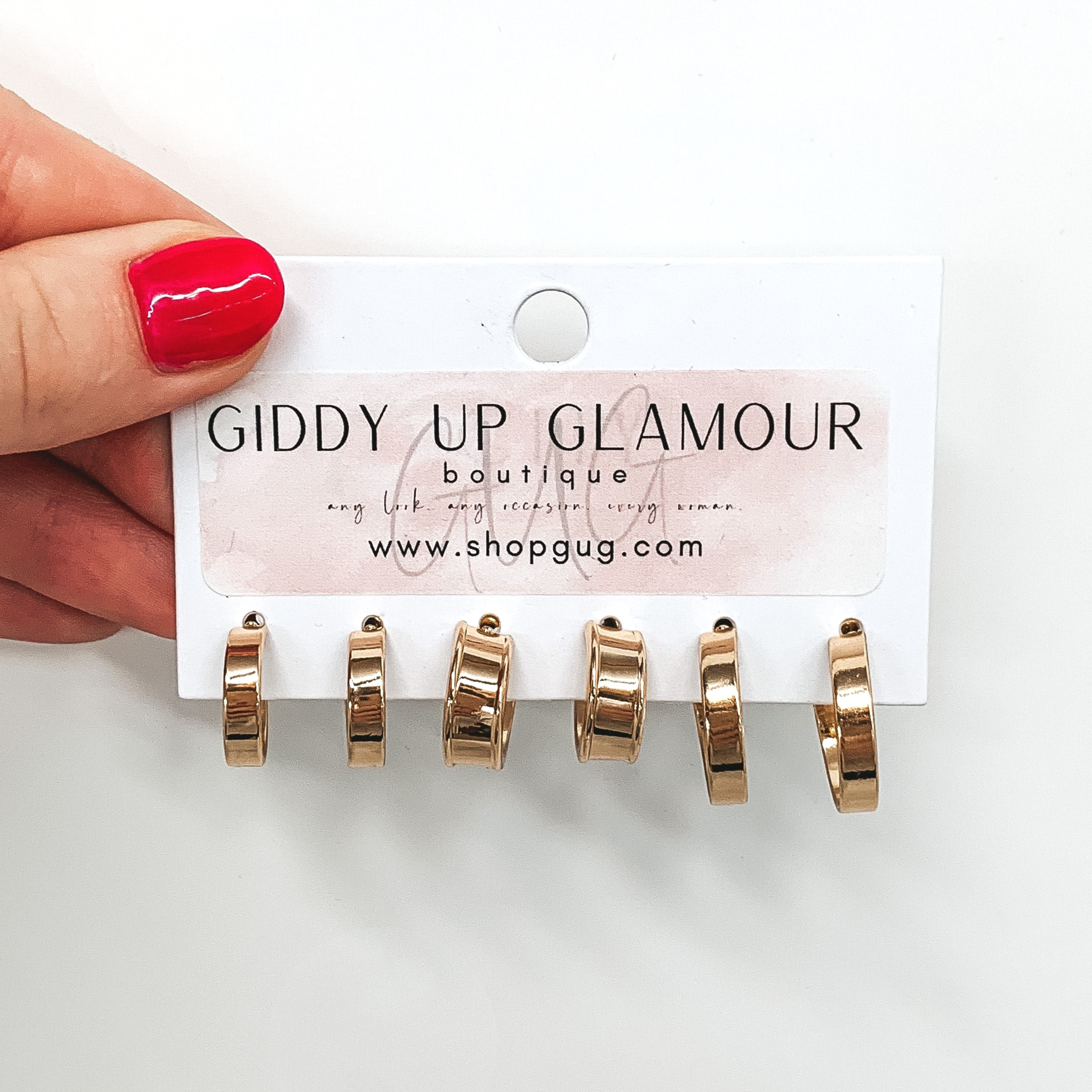 Trendy Hoops Earring Set in Gold - Giddy Up Glamour Boutique