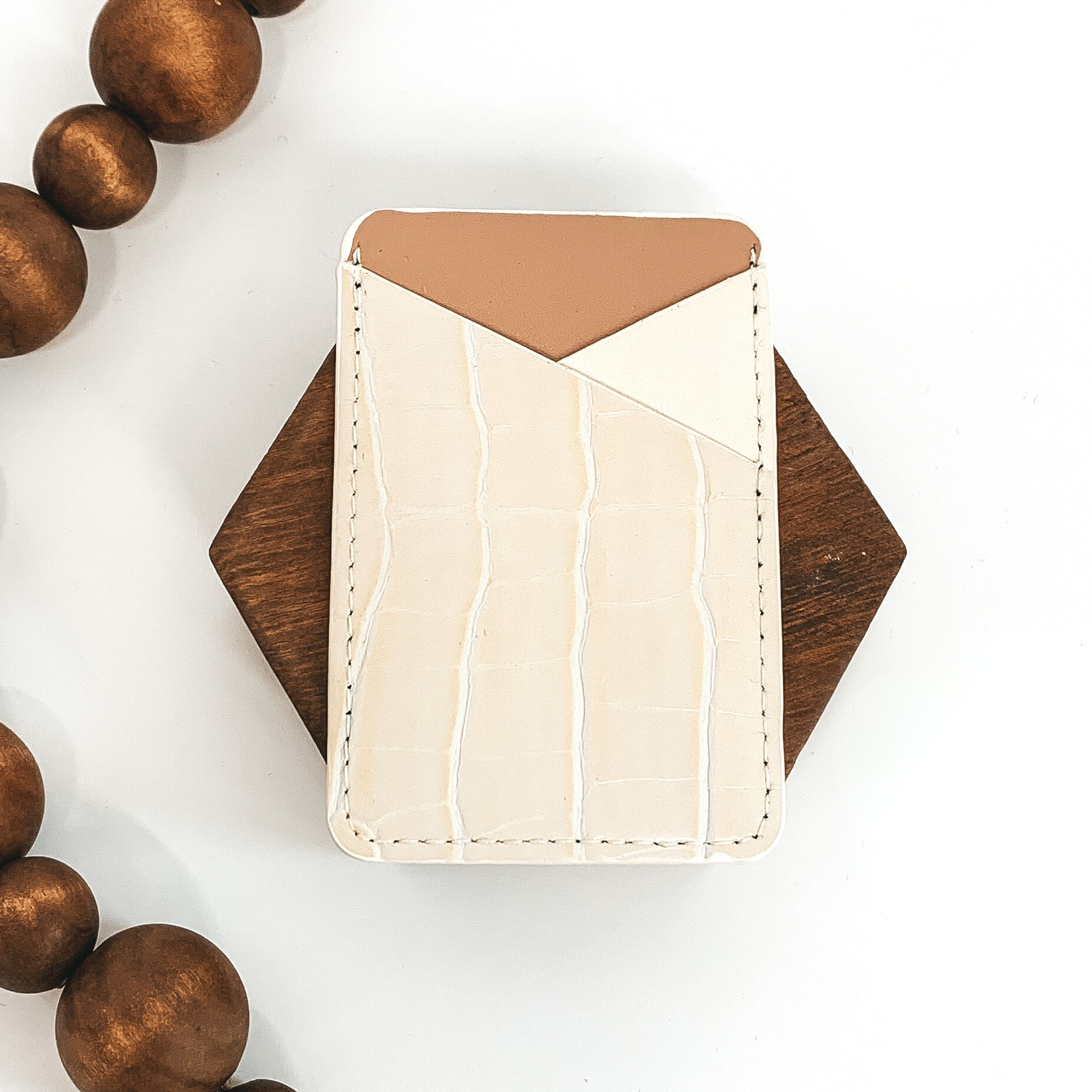 Crocodile Print ID Holder in Ivory - Giddy Up Glamour Boutique