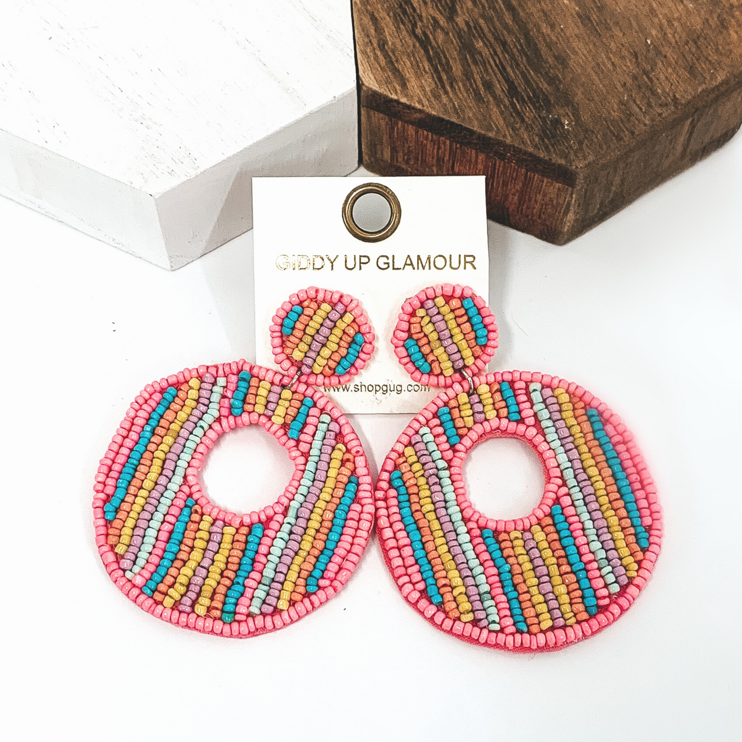 Sweeter Than Candy Thick Circle Drop Outline Earrings in Pastel Multi - Giddy Up Glamour Boutique