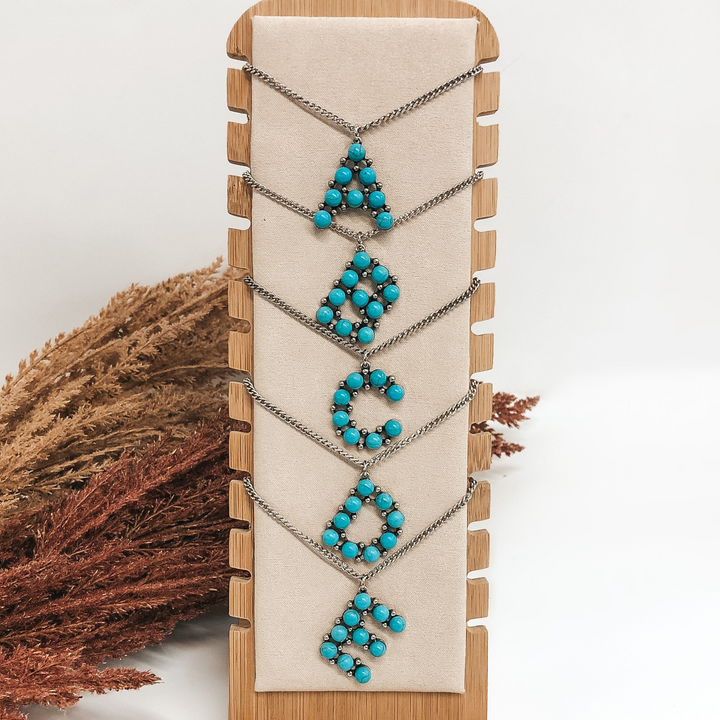 Say My Name Initial Necklaces in Turquoise - Giddy Up Glamour Boutique