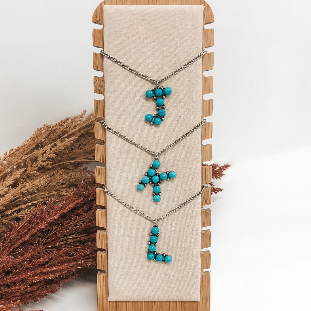 Say My Name Initial Necklaces in Turquoise - Giddy Up Glamour Boutique