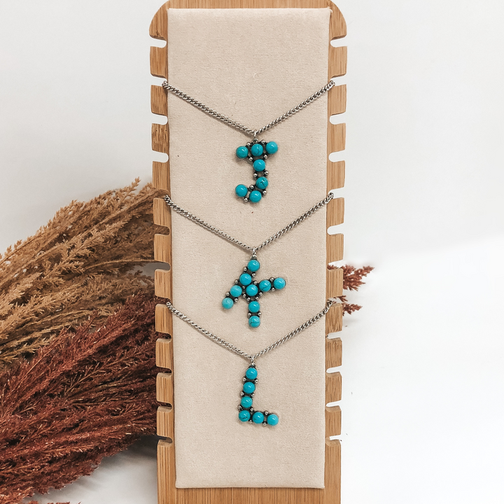 Say My Name Initial Necklaces in Turquoise - Giddy Up Glamour Boutique