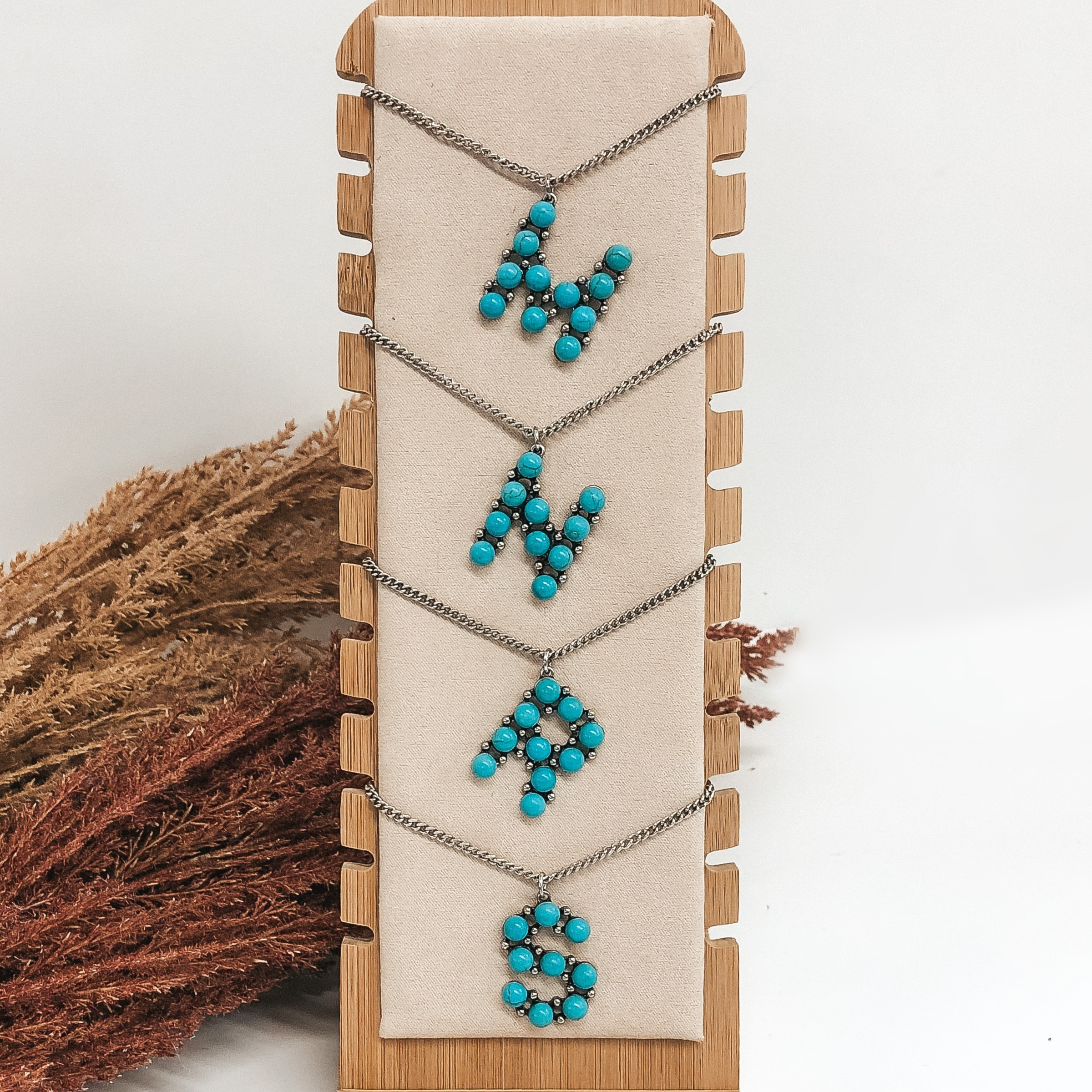 Say My Name Initial Necklaces in Turquoise - Giddy Up Glamour Boutique