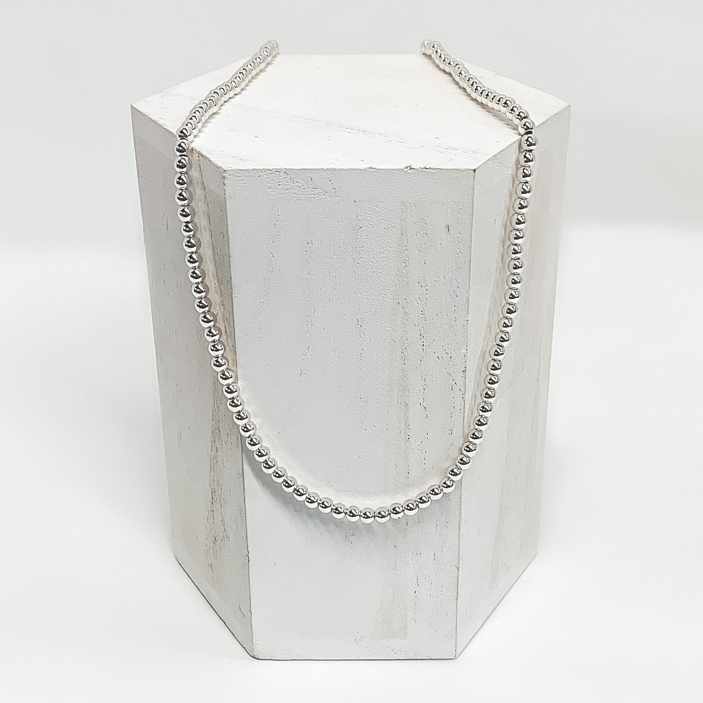 Beaded Bliss 4mm Necklace in Silver - Giddy Up Glamour Boutique