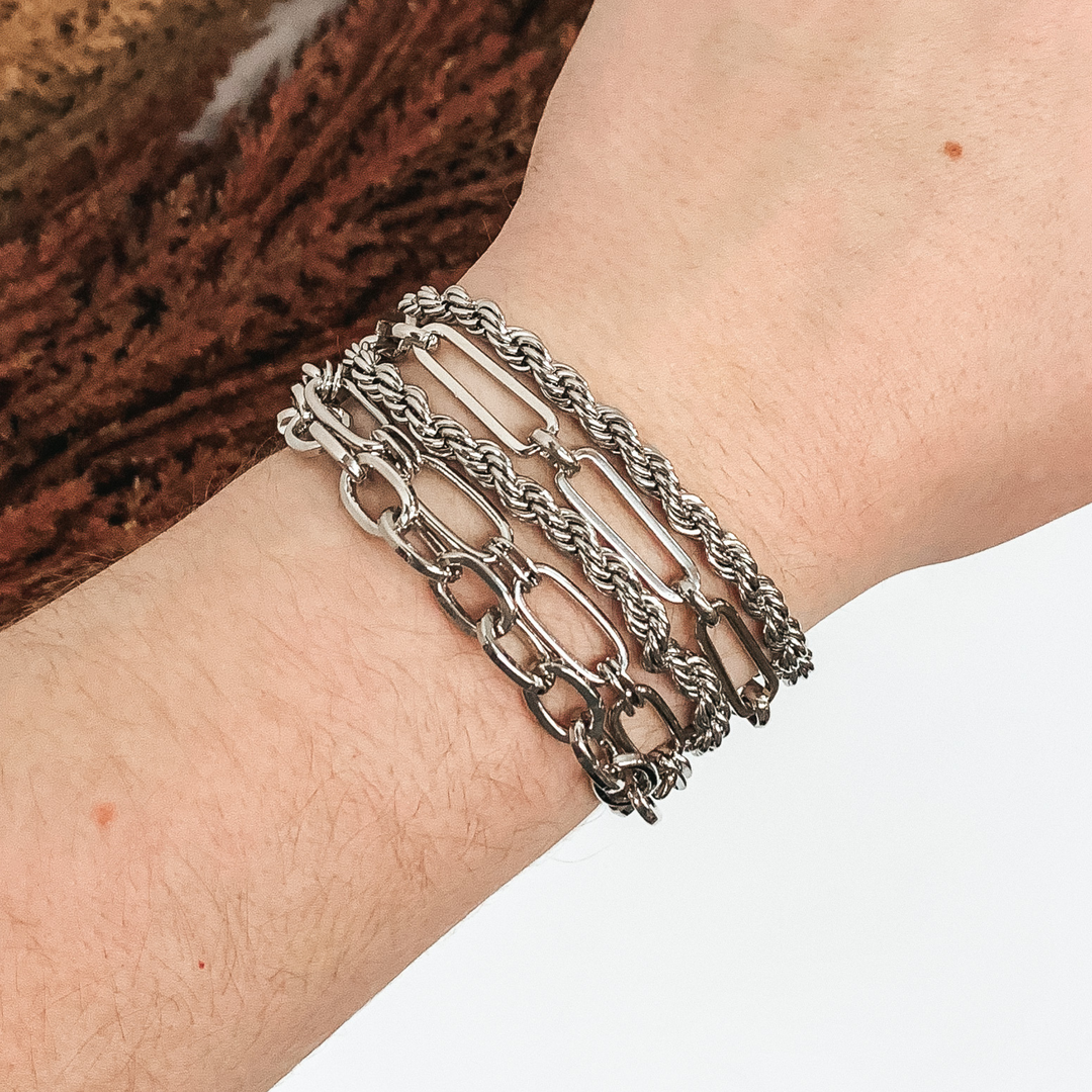 Keep it Real Multi Silver Chain Bracelet - Giddy Up Glamour Boutique