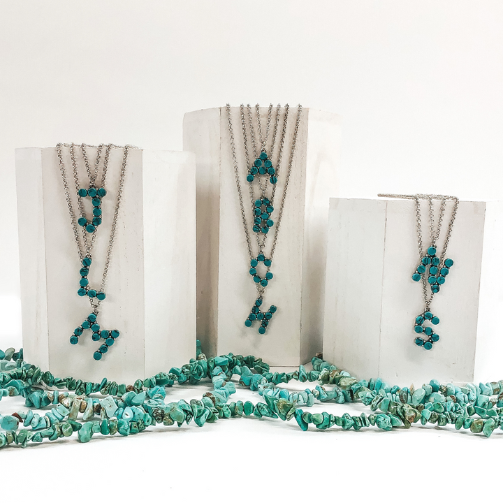 Mini Turquoise Initial Necklaces - Giddy Up Glamour Boutique