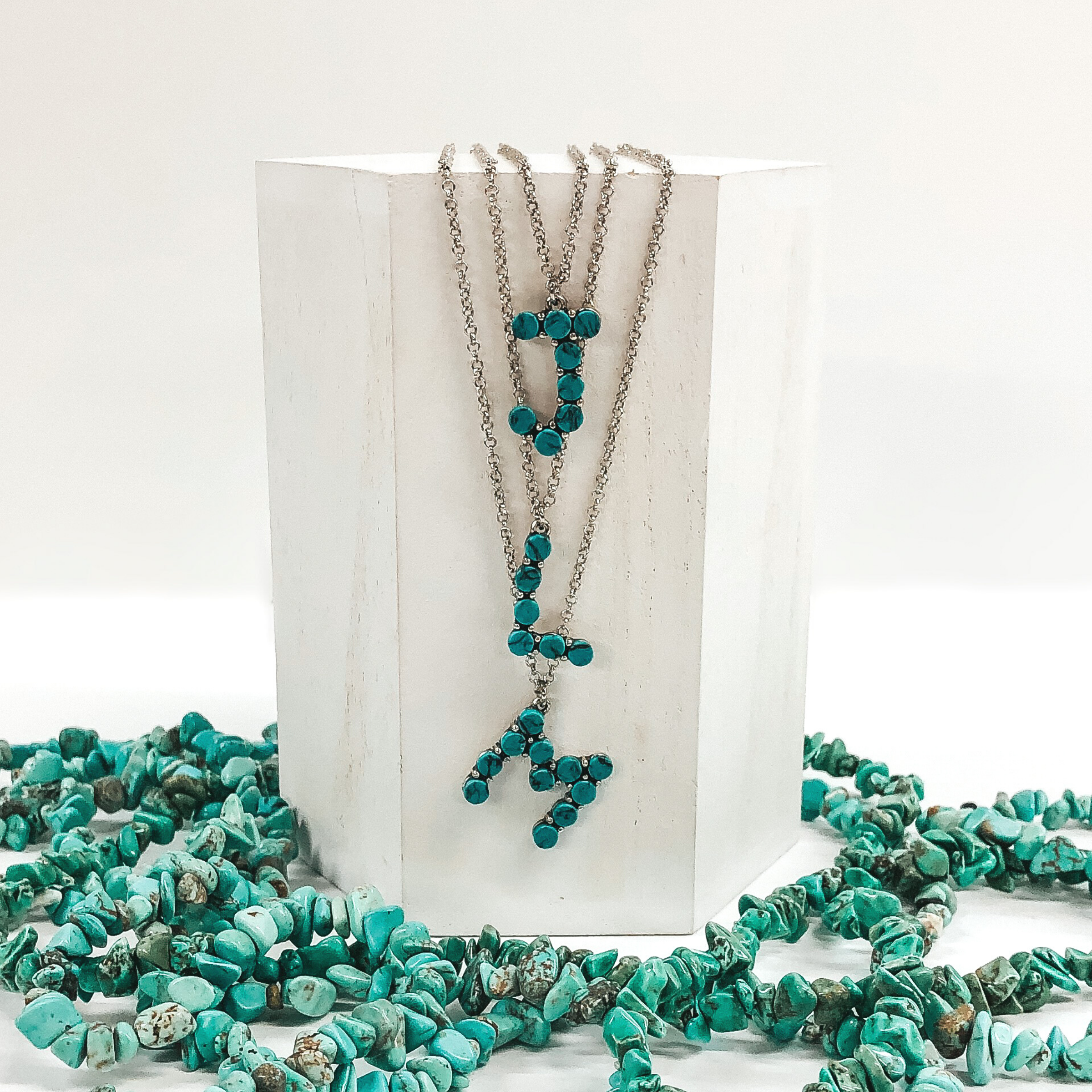 Mini Turquoise Initial Necklaces - Giddy Up Glamour Boutique