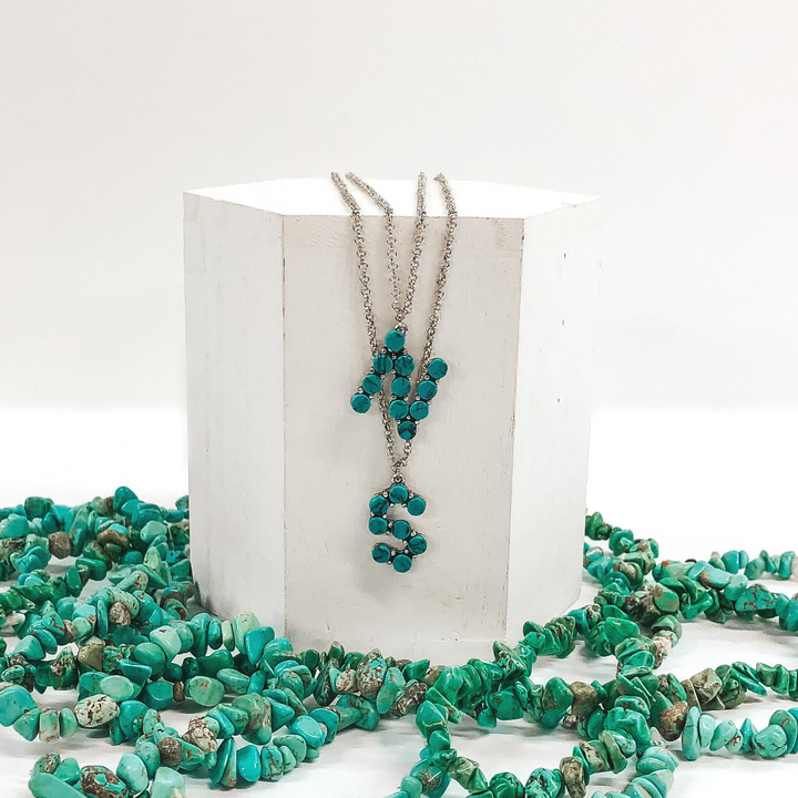 Mini Turquoise Initial Necklaces - Giddy Up Glamour Boutique