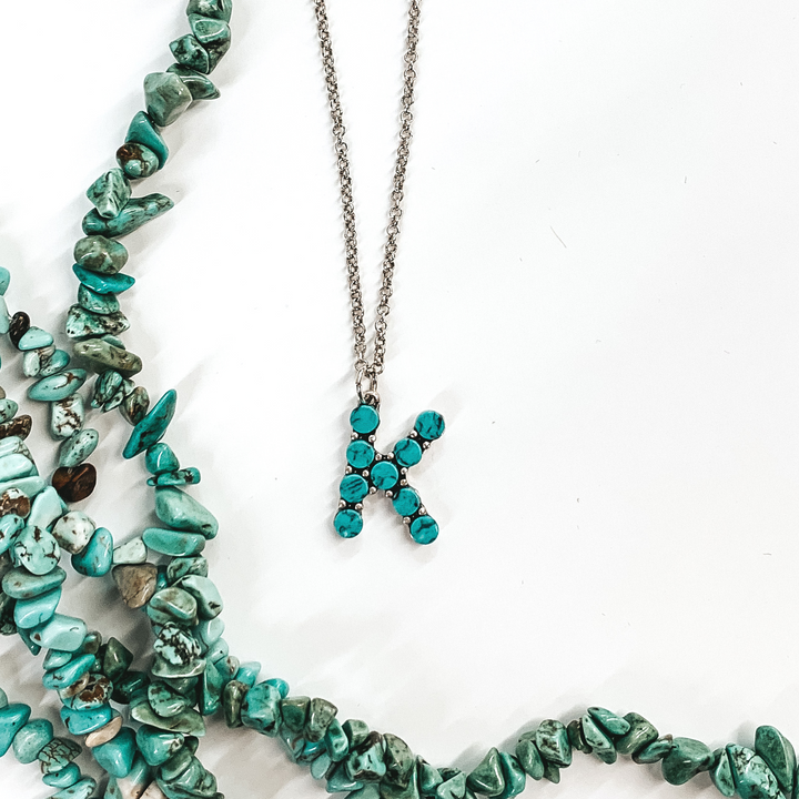 Mini Turquoise Initial Necklaces - Giddy Up Glamour Boutique
