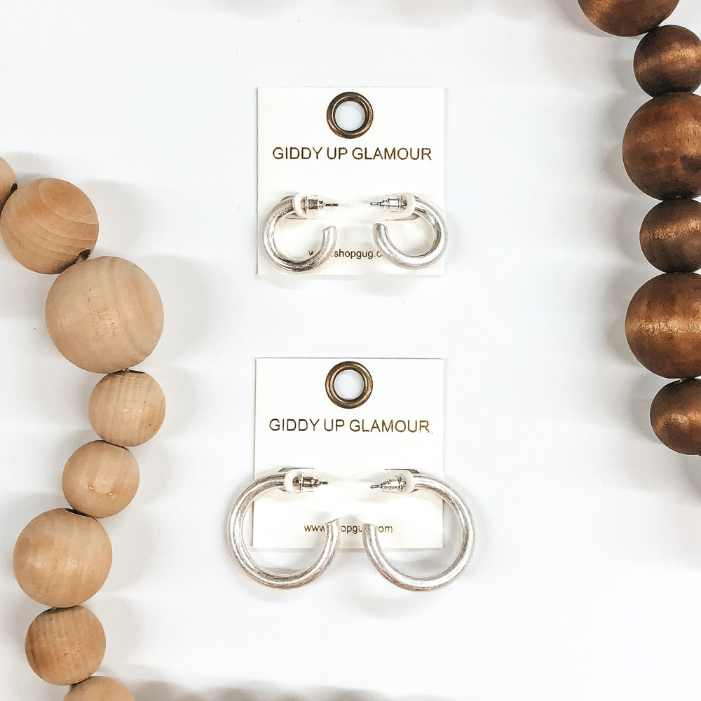 matte silver thick hoops