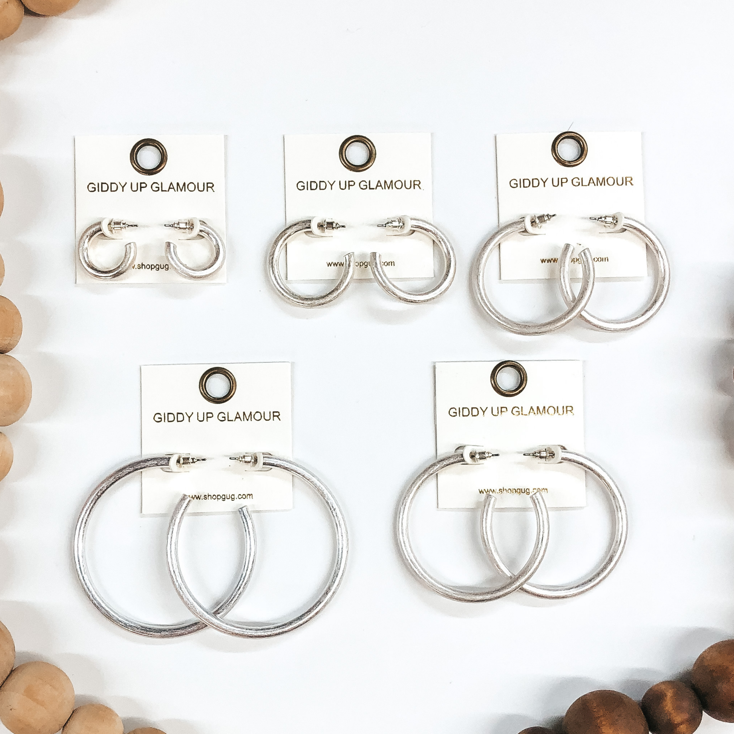 matte silver thick hoops