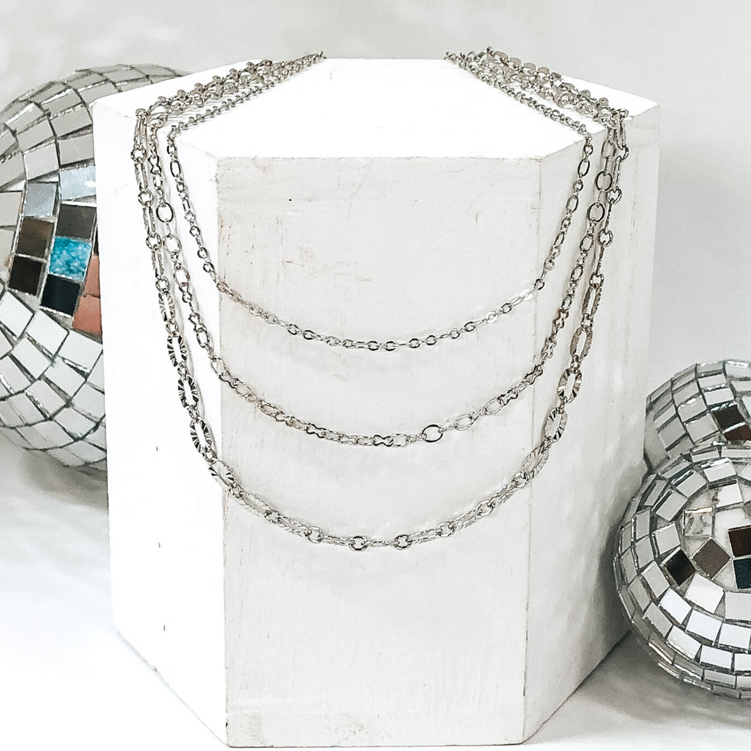 Spill The Tea Multi Chained Necklace Set in Silver - Giddy Up Glamour Boutique