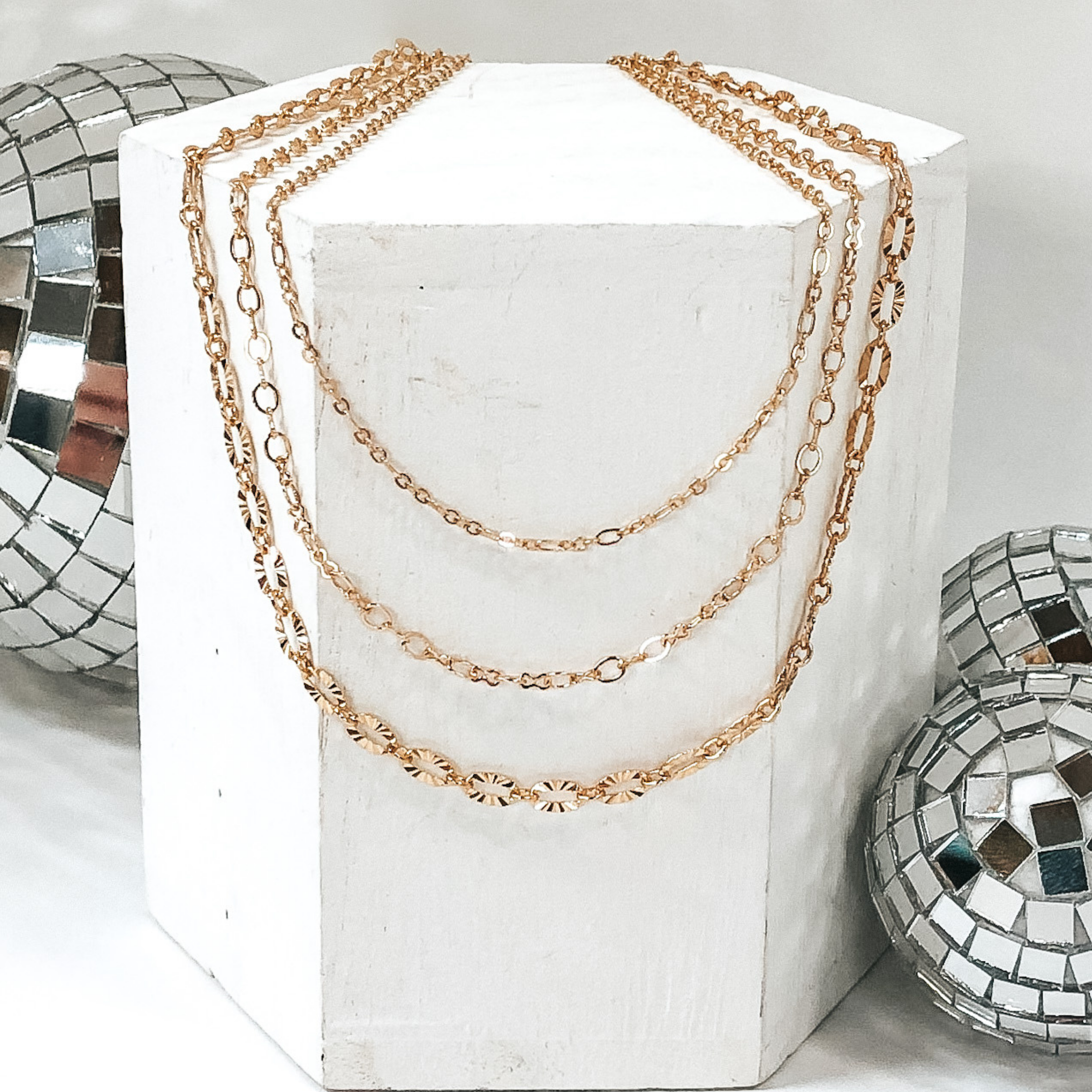 Spill The Tea Multi Chained Necklace Set in Gold - Giddy Up Glamour Boutique
