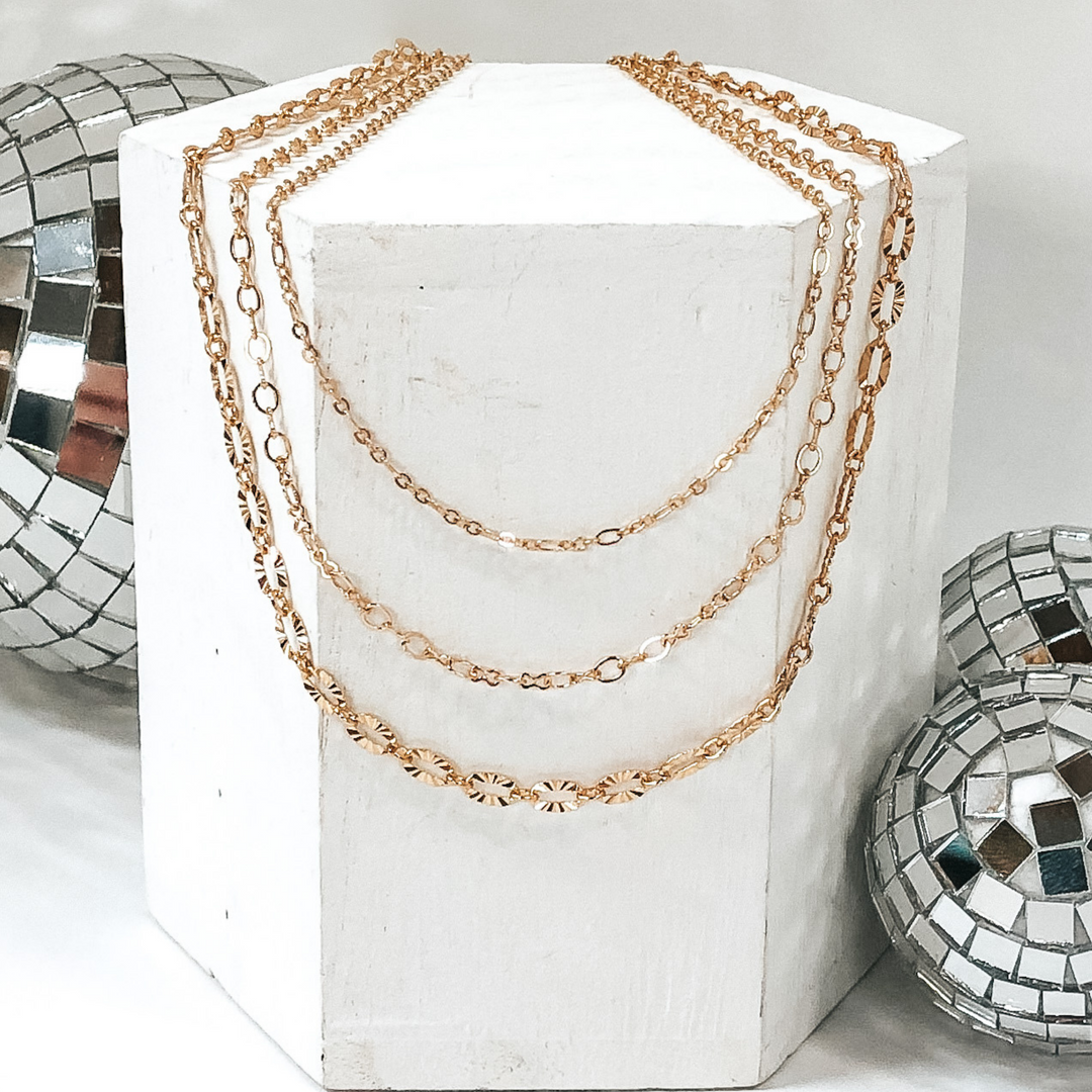 Spill The Tea Multi Chained Necklace Set in Gold - Giddy Up Glamour Boutique
