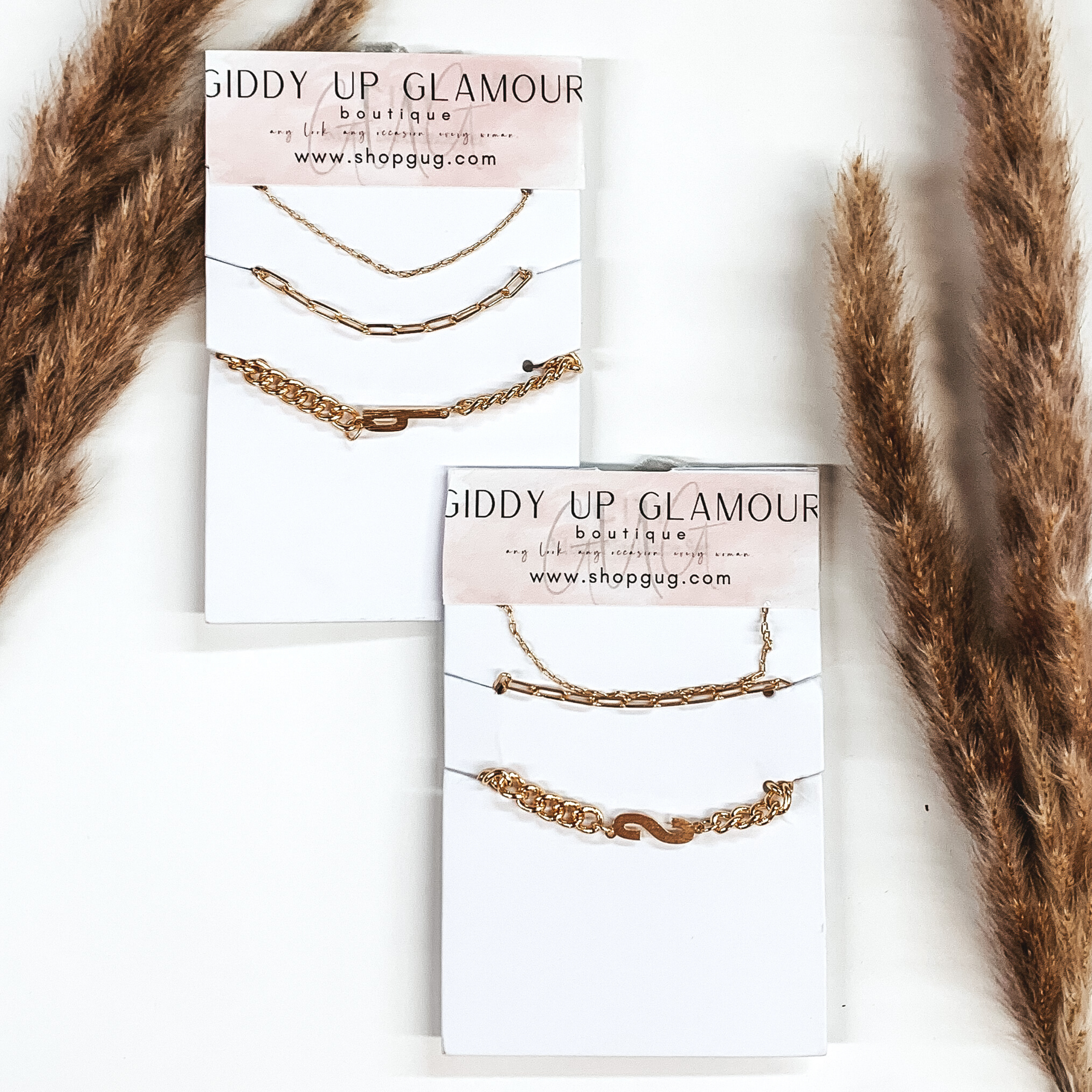 Initial Multi Chained Necklace Set in Gold - Giddy Up Glamour Boutique