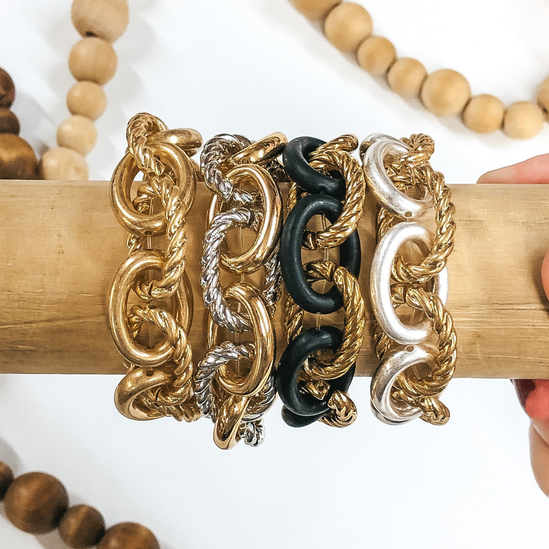 Chunky Chain Link Bracelet in Gold and Silver - Giddy Up Glamour Boutique