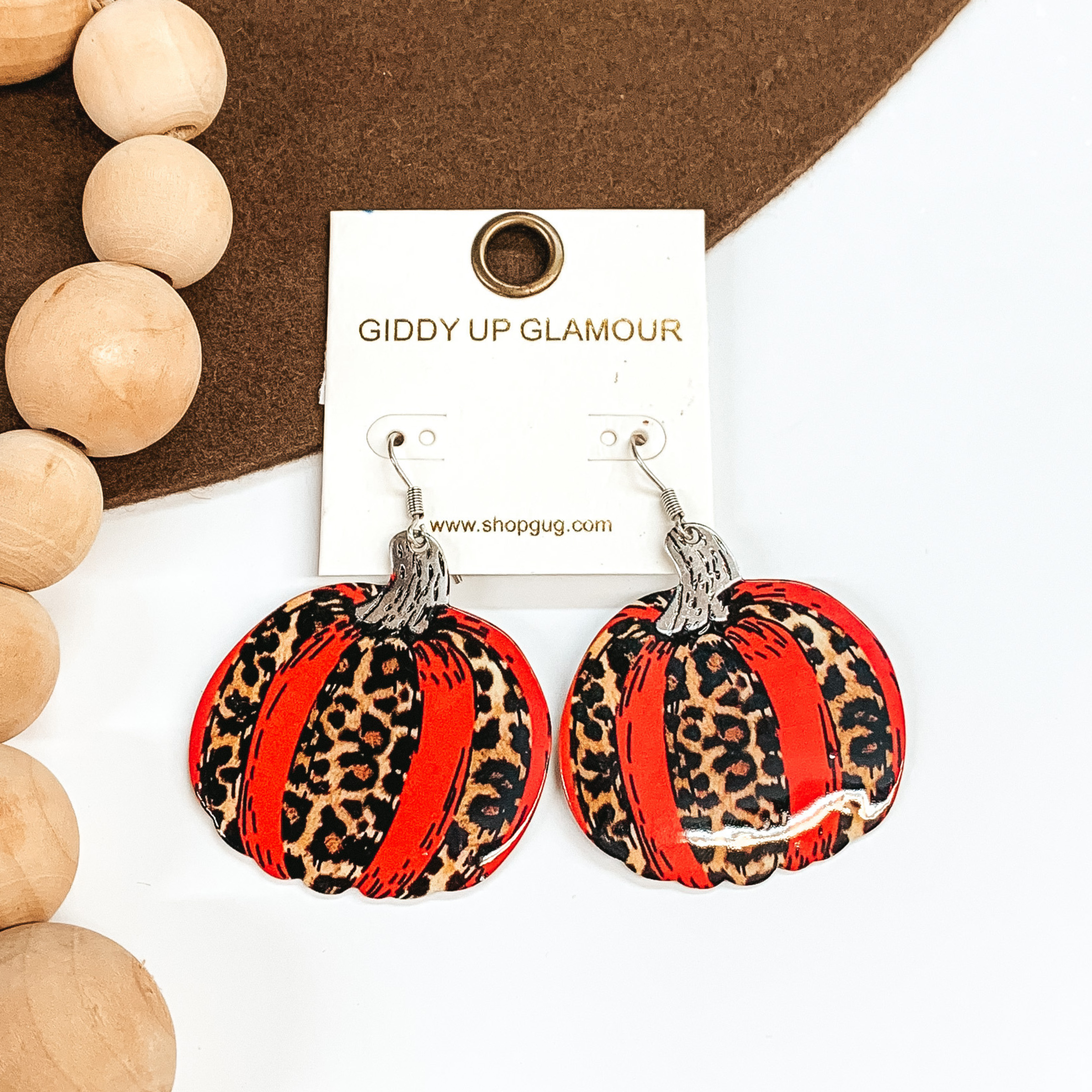 blood orange and leopard pumpkin earrings